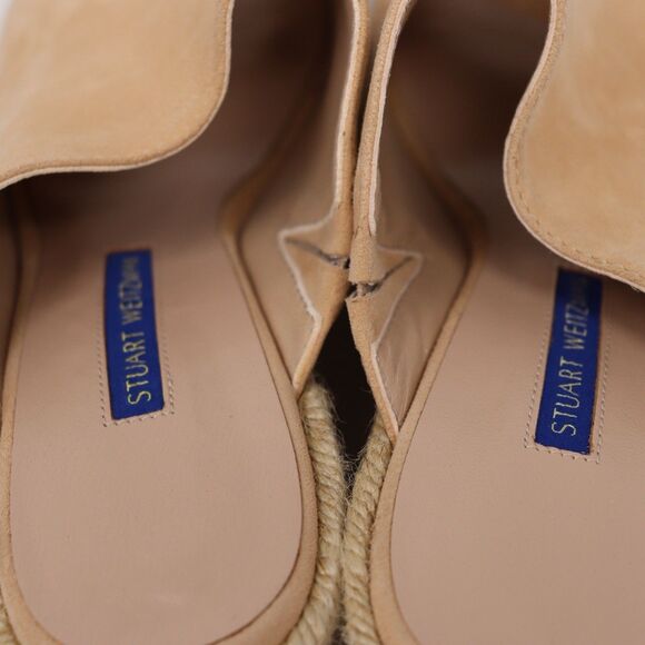 Stuart Weitzman Marabella Tan Nude Suede Espadrille Wedge Sandals Size 7.5 - Picture 4 of 6